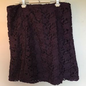 LOFT purple lace-like design skirt. Sz 16 unworn